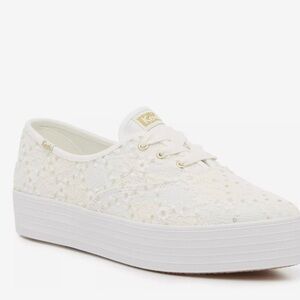 Keds Women's Celebrations Cream Point Lace-Up Fabric Platform Sneakers Size 9